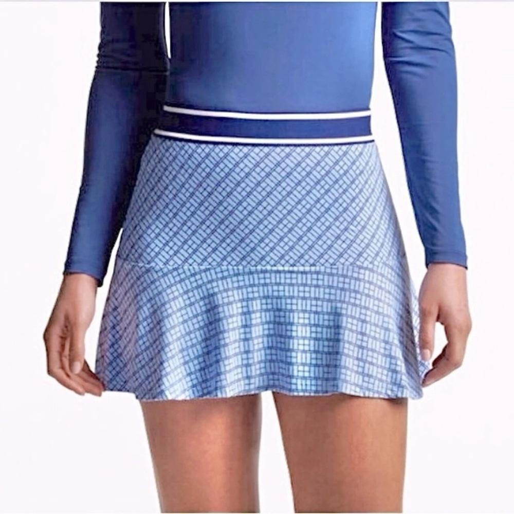 Peter Millar Francoise Court Skort Blue Geometric Print Size M – New